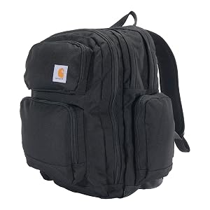 Carhartt 35L Triple-Compartment Backpack Durable Pack with Laptop Sleeve and Duravax Abrasion Resistant Base Black