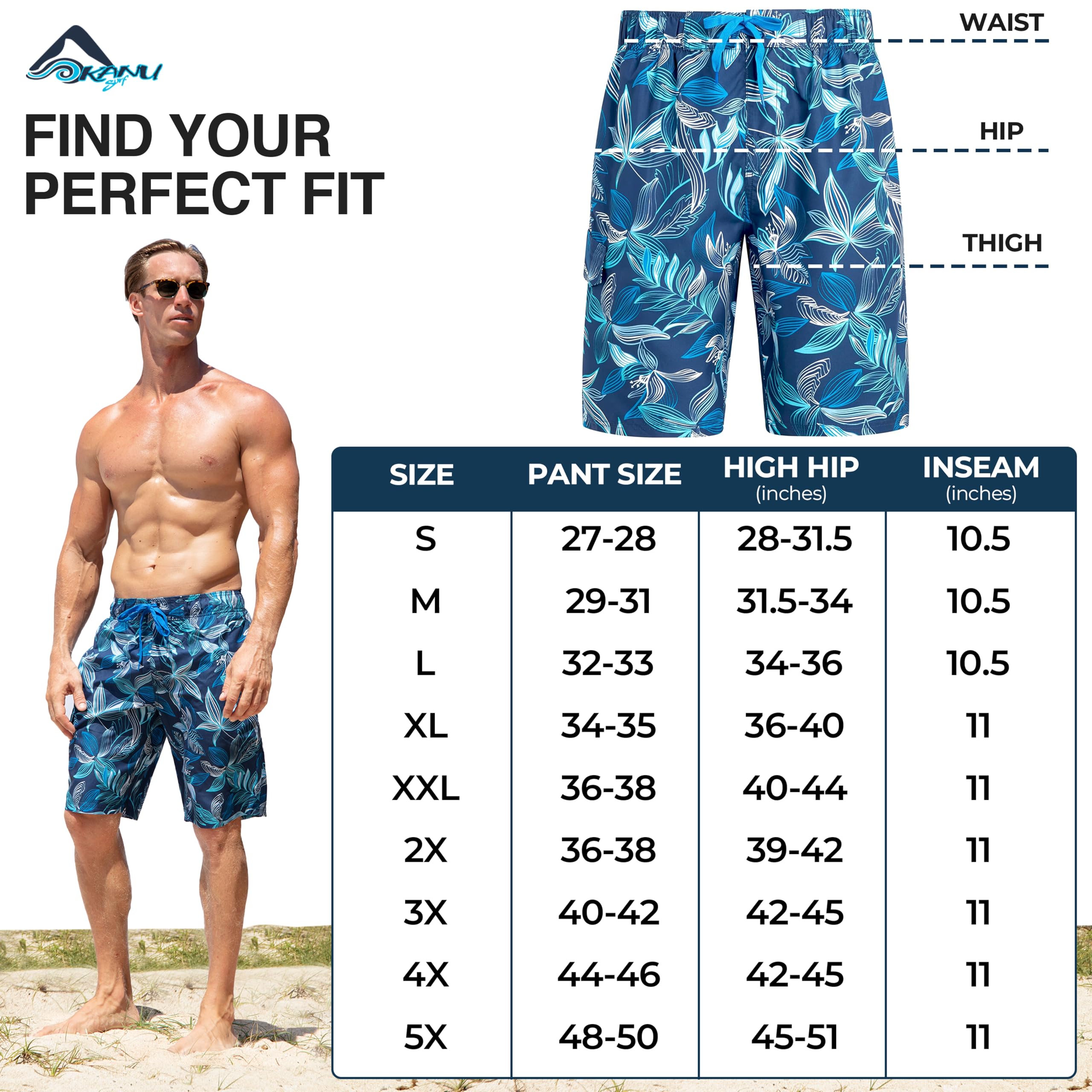 Kanu Surf Bañador de Pantorrilla (Tamaños Normales Y Ampliados) Bañador para Hombre Hombre