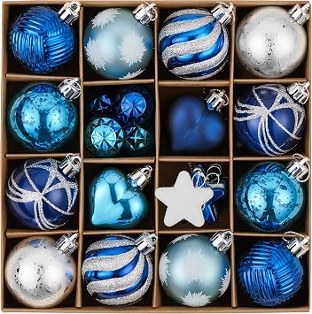 Valery Madelyn 28Pcs Christmas Heart Shaped Ball Ornaments Gift Pack