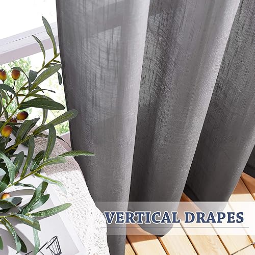 Miniatura 3 de Nicetown - Cortinas de ventana semitransparentes con ojales, mezcla de lino degradado, cortinas verticales para dormitorio, sala de estarhabitación