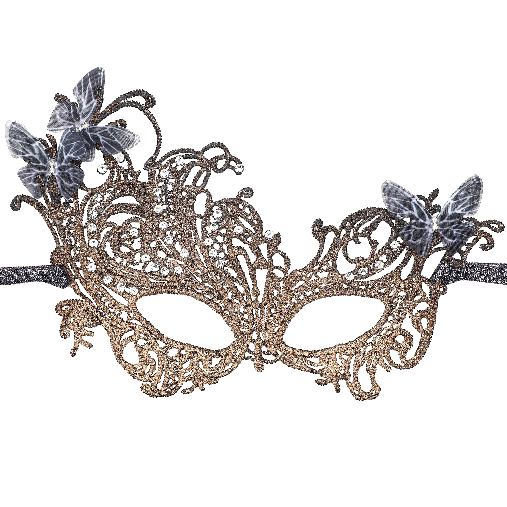 ZinnidayButterfly Lace Masquerade Mask - Halloween Renfaire Shiny Butterfly Masks for Women Halloween Masquerade