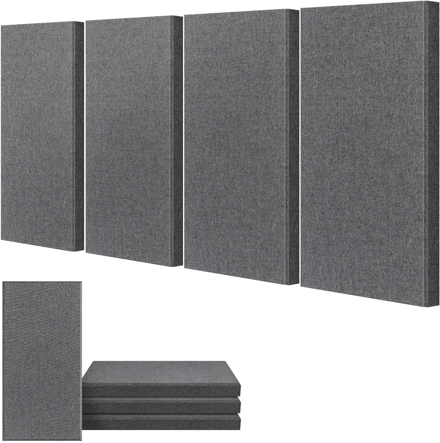 UMIACOUSTICS 4 PCS Acoustic Panels, 2“ Thick 23.6" x 11.8" Fiberglass Sound Absorbing Panels, Soundproof Panels for Studios, Office, Home Theater. Charcoal Grey
