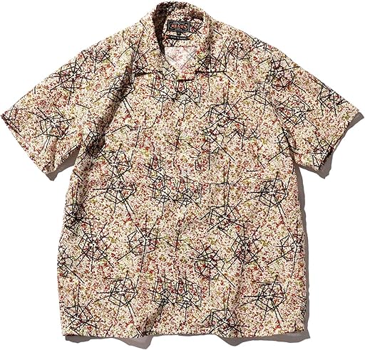 Jacquard Mapping Print Camp Collar Shirt 38-01-0178-139 38010178139: White