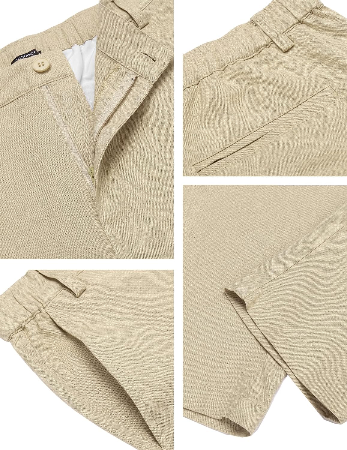 COOFANDY Men's Cotton Linen Pants Elastic Waist Lightweight Casual Pants Relaxed Fit Yoga Beach Pants with Pockets