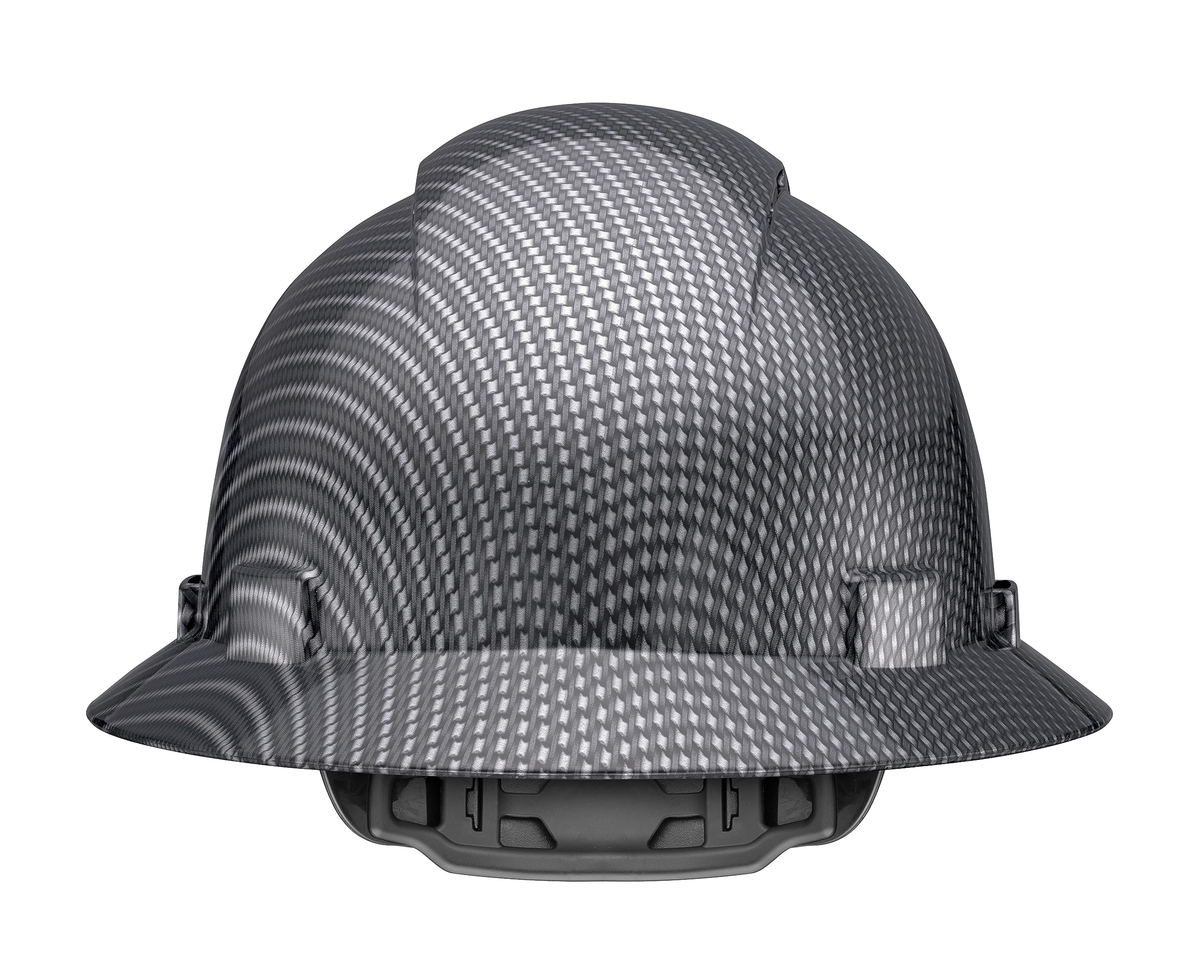 Sombrero duro OSHA con diseño clásico de fibra de carbono gris plateado de ala completa con acabado brillante con suspensión de 6 puntos