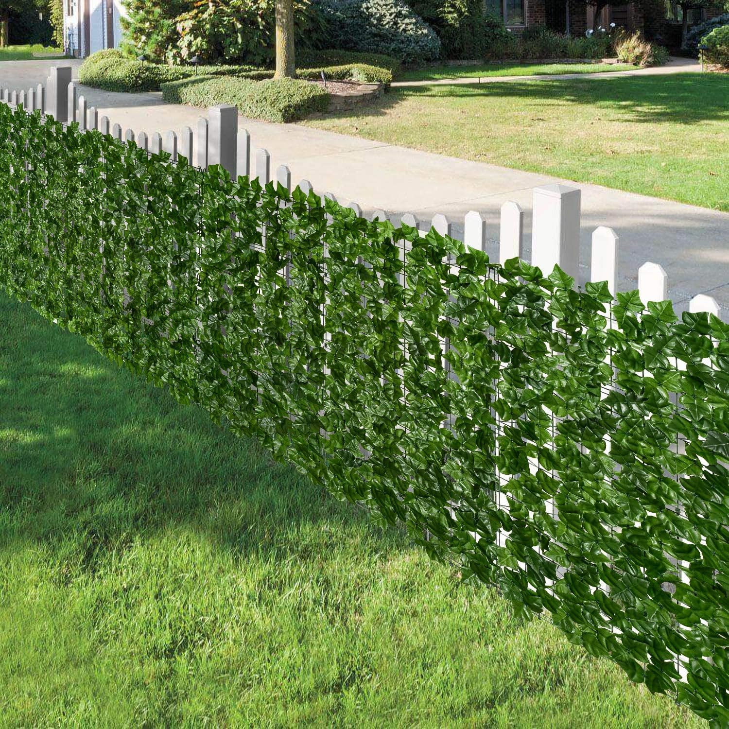 JOHN'SDECOR Privacy Garden Fence Artificial Ivy Faux Hedge Screen - UV Protected Fake Leaf Roll Greenery Backdrop Wall Panel for Home Decor - Outdoor Indoor Balcony Backyard Ivy Screen (1 X 6 Meter)