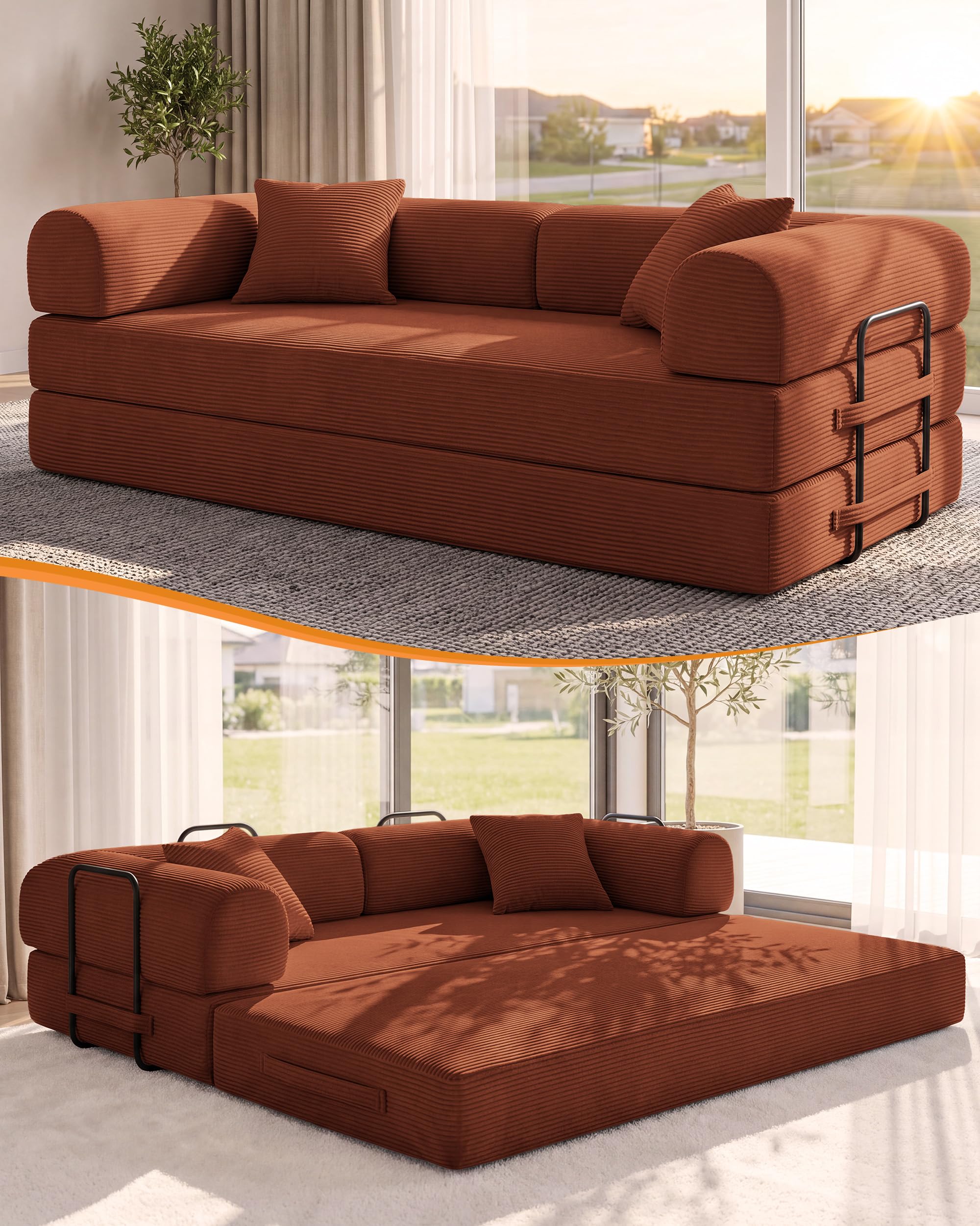 79" Couch Bed,Convertible Futon Sofa,Boneless Couches for Living Room