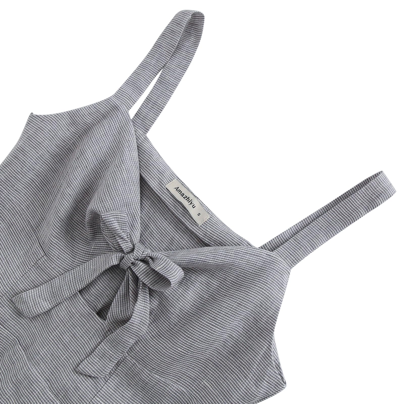 Amazhiyu Vestido de verano de lino puro para mujer, sin mangas, con cuello en V, acampanado, para la playa