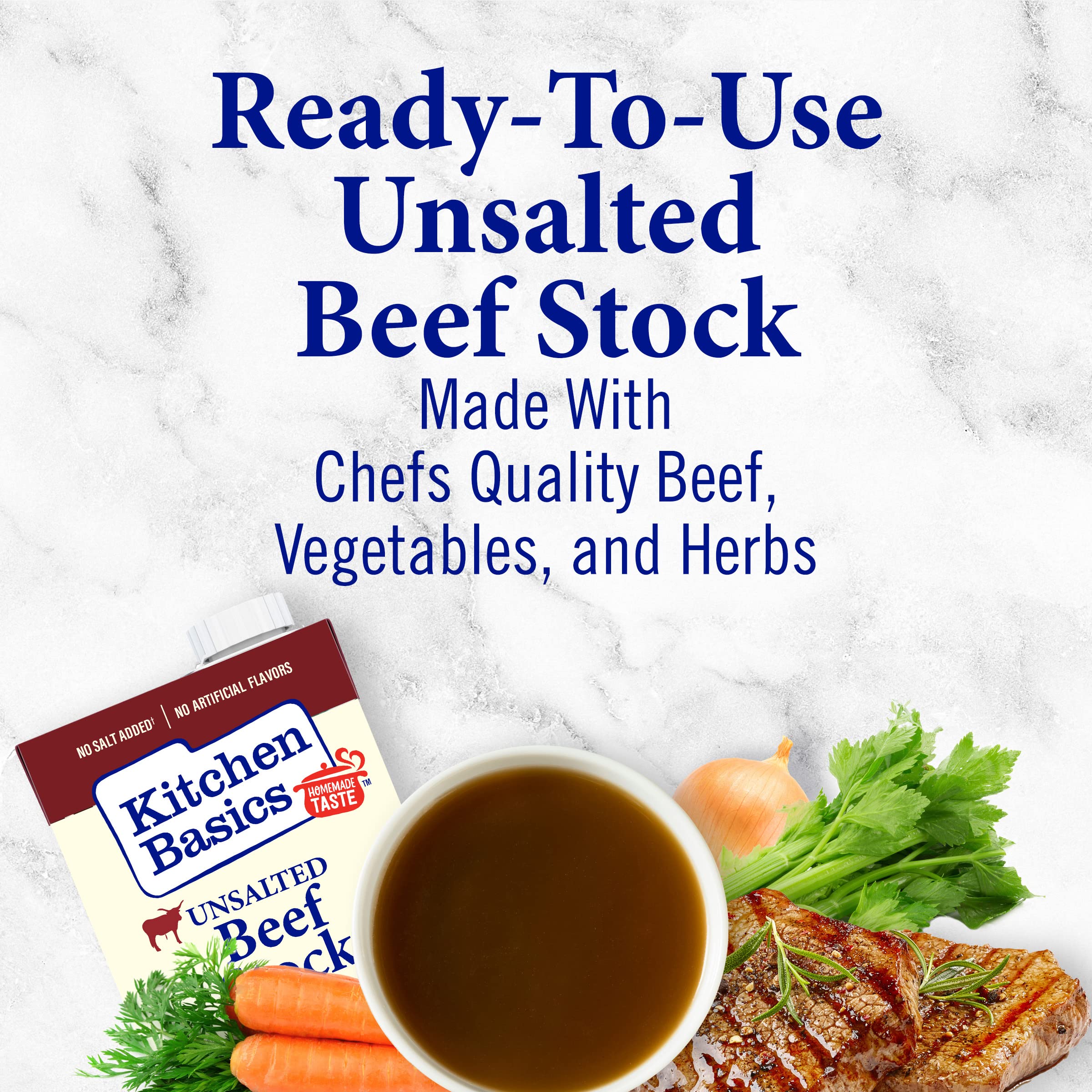 Kitchen Basics Unsalted Beef Stock, 32 oz Carton, (Pack of 12)