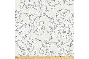 Ambesonne Floral Bohemian Fabric by the Yard, 1 Yard Cream Blue