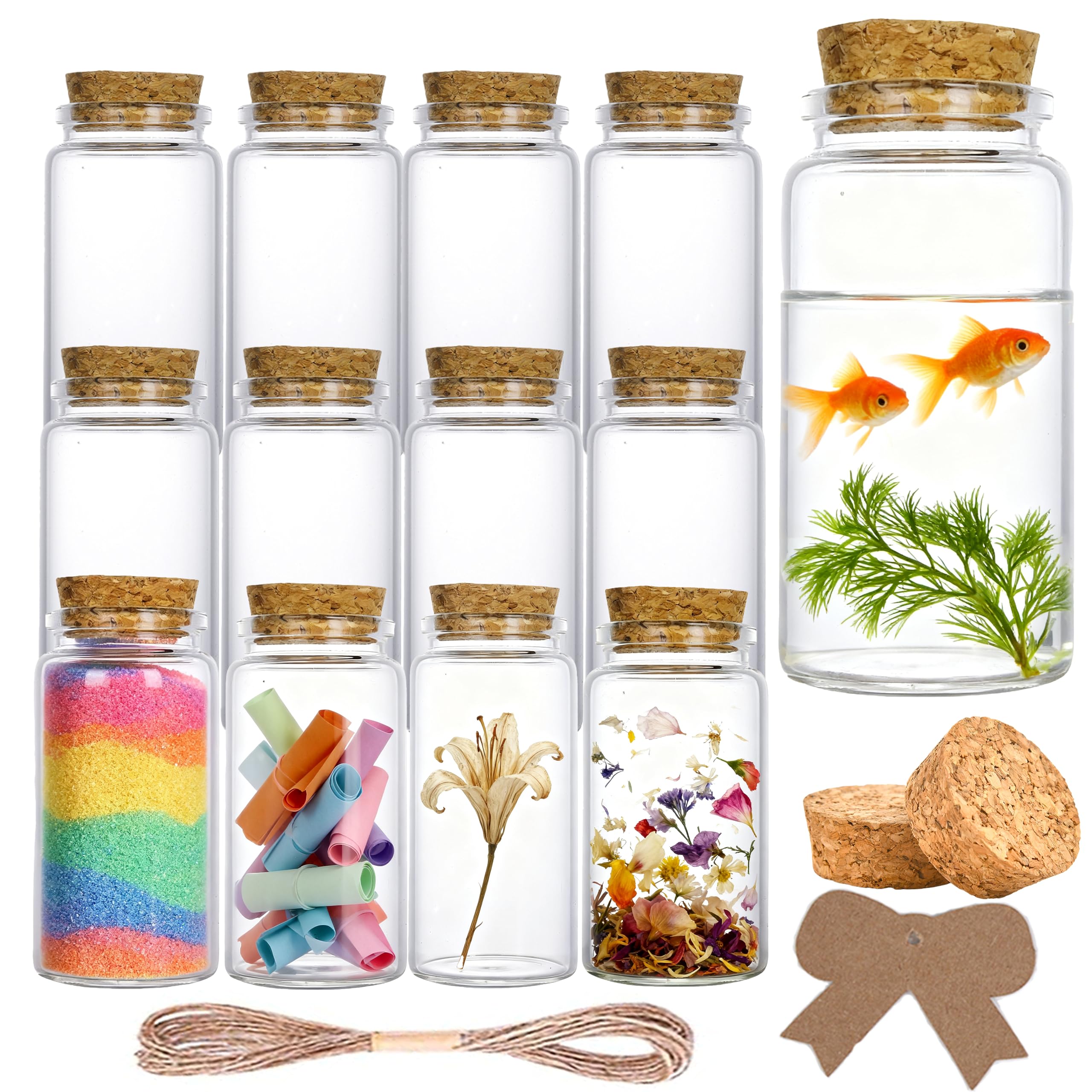 12 Pezzi 100ml Barattolini Vetro Piccoli Mini Bottiglie di Vetro,Mini Vasetti Vetro con Coperchio per Fai Da Te, Feste e Decorazioni