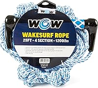 Vista 1 de WOW Sports Cuerda de remolque para wakeboard, esquí acuático y wakesurf, cuerda de 4 secciones, 25 pies
