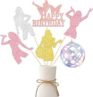 Glitter Music Singer Birthday Party Centerpiece Sticks 12pcs Popular Singer Theme Centerpiece for Table Pop Music Decorations for Love TS Singer Birthday Baby Shower Supplies