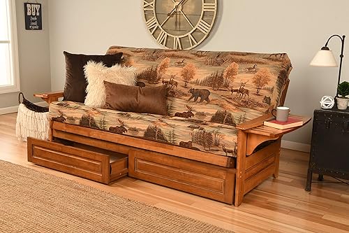 Miniatura 15 de Kodiak Furniture Phoenix - Juego de futón, completo, Barbados Barbados,Marrón,Colchón Oregon Trail,Cabaña de Pedro,Talla Suede Navy,Negro (Suede