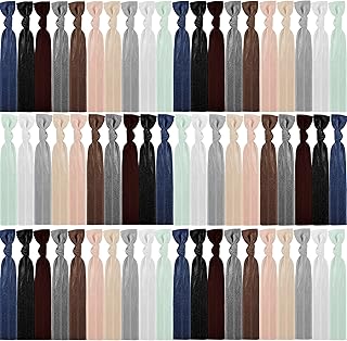 79Style 125pcs Neutral Hair Ties For Women Elastic Ribbon Hair Ties Knotted Ponytail Holders No Breakage Cotton Fabric Hair Bands For Yoga Bulk Hair Tyles Knot Flat No Damage Cute Hair Accessory (125Pcs-10 Neutral Colors)