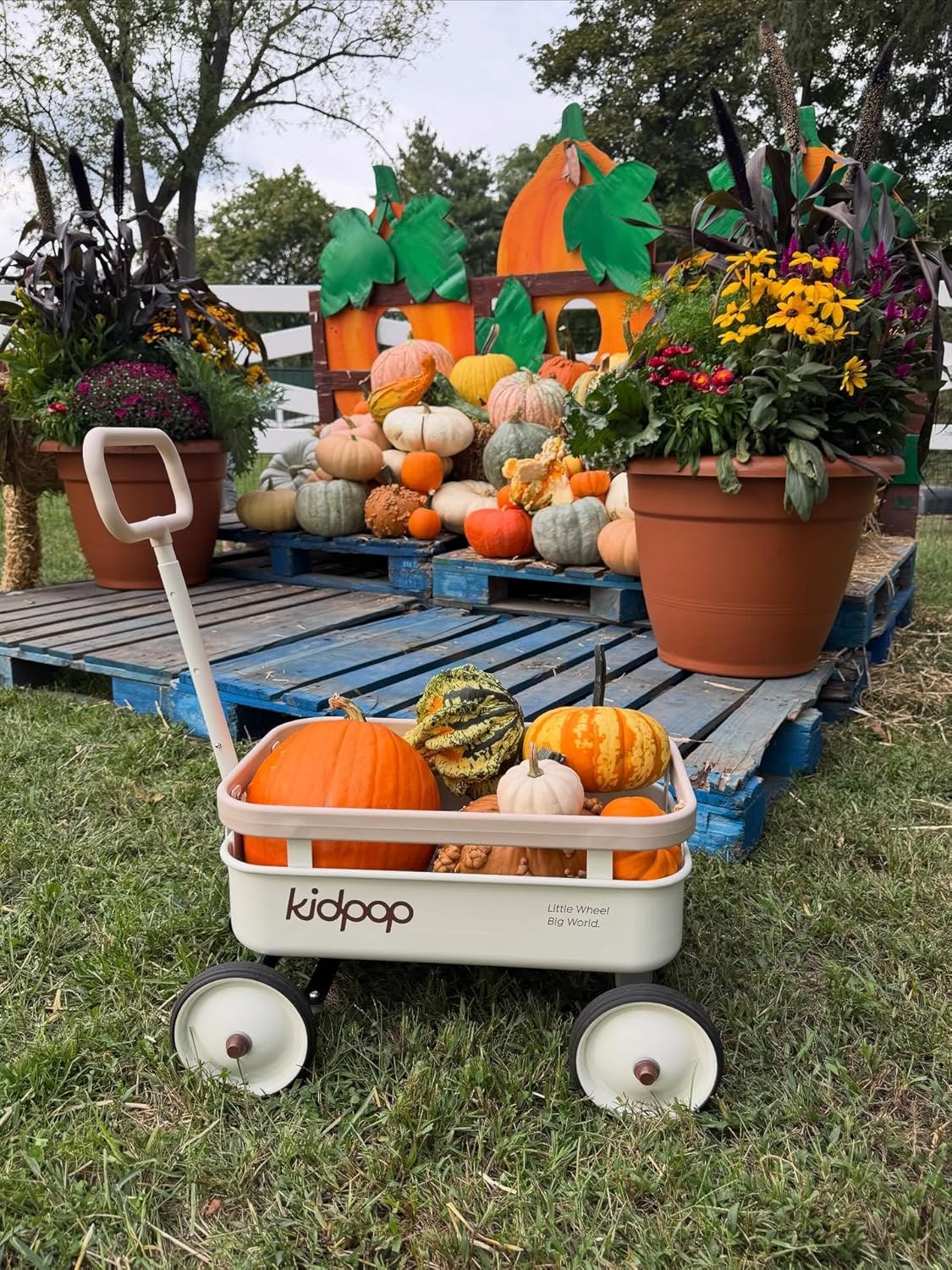 kidpop PULA-Wild 3-in-1 Kids' Pull-Along Wagon Toddlers Push Walker for 2.5-8, Removable Wooden Cover and Adjustable Handlebar, Birthday Gifts Max Weight 33 lbs (Green)