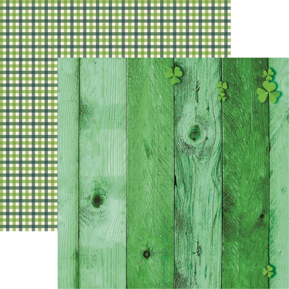 Shamrock on Green Wall - Irish Kiss Scrapbook Paper 12x12-5 Sheets
