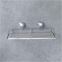Multipurpose Stainless Steel Wall Mount Bathroom Shelf Rack, Classy Shelf - Vacuum Suction Hooks Kitchen Storage Organizer | No Drills No Damage to Wall (VF-Classy Shelf-WH)