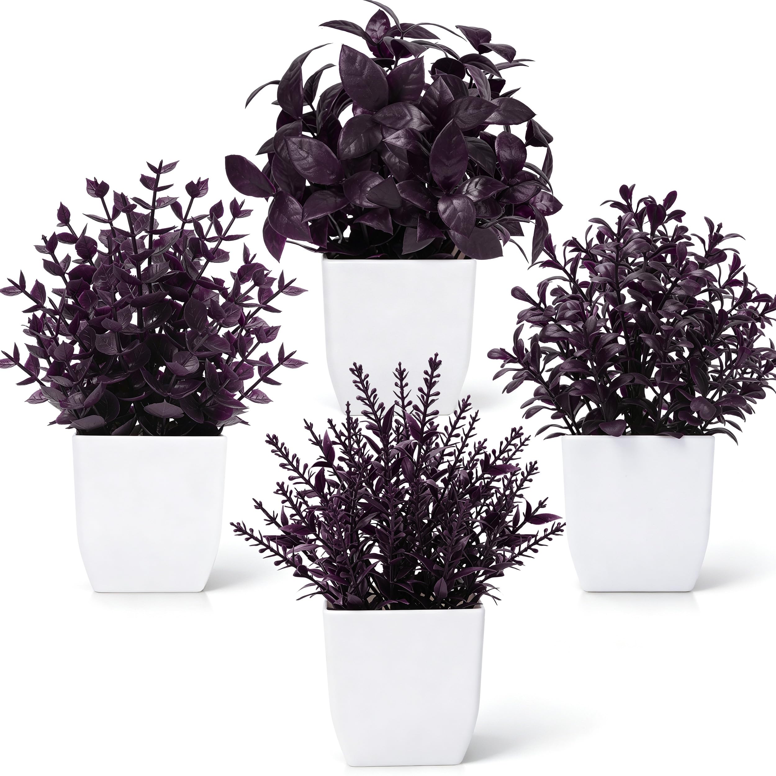 Der Rose 4 Pack Purple Fake Plants in Pots for Halloween and Fall Decor โ image 1