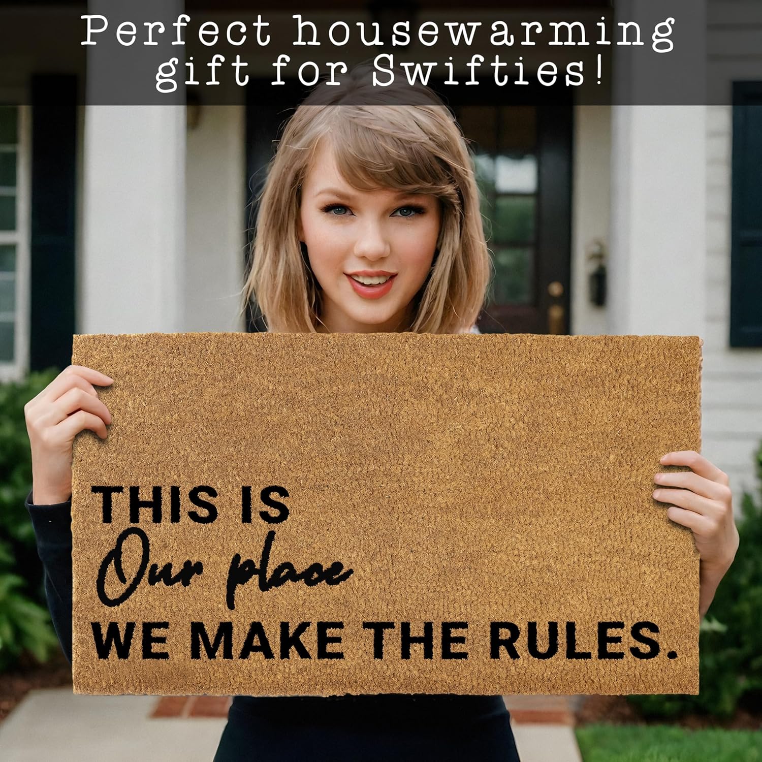 MAINEVENT We Make The Rules Door Mat 30x17 Inch, Coir Doormat Outside Decor for Covered Outdoor Area, Welcome Mat Gift w/Non-Slip PVC Backing