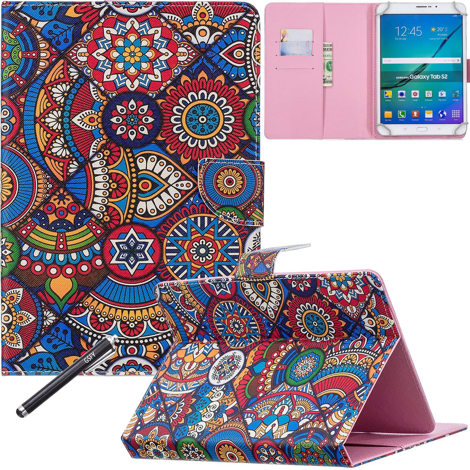 Universal Case for 6.5-7.5'' Tablet, Newshine Colorful Wallet Stand Cover for 7.0'' Samsung Galaxy Tablet, Amazon Kindle Fire 7/HDX 7 and Other Around