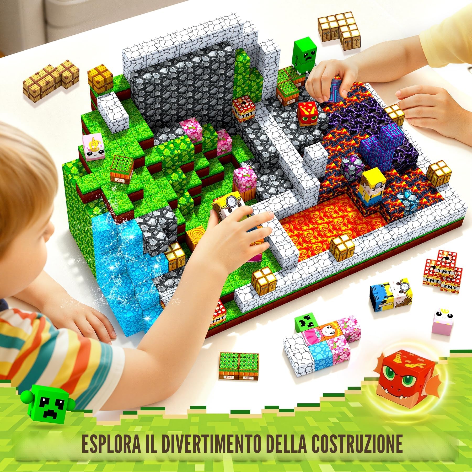 Costruzioni Magnetiche per Bambini - 150 Pezzi Costruzioni cubi magnetici per Bambini - Giochi blocchi Magnetici per Bambino 3 4 5 6 7 8 9 10 Anni - Pasqua Regali di Compleanno 3-10 Anni Natale