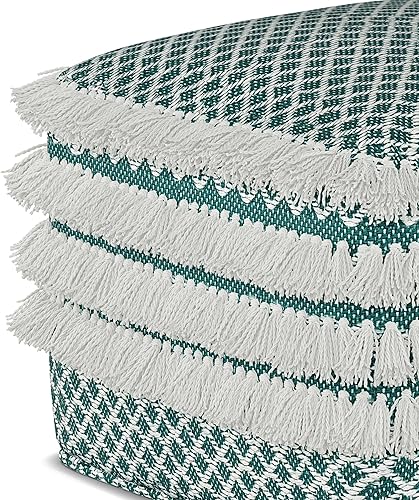 Miniatura 74 de SIMPLIHOME Nisi - Puf redondo de punto para exterior/interior en poliéster PET reciclado gris claro para sala de estar, dormitorio y habitación de