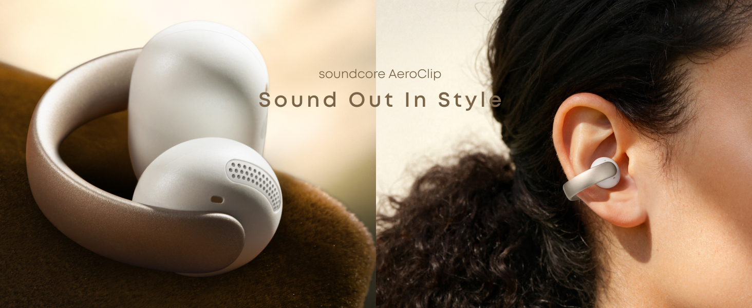 soundcore AeroClip by Anker, Open-Ear Earbuds, Clip-On Headphones