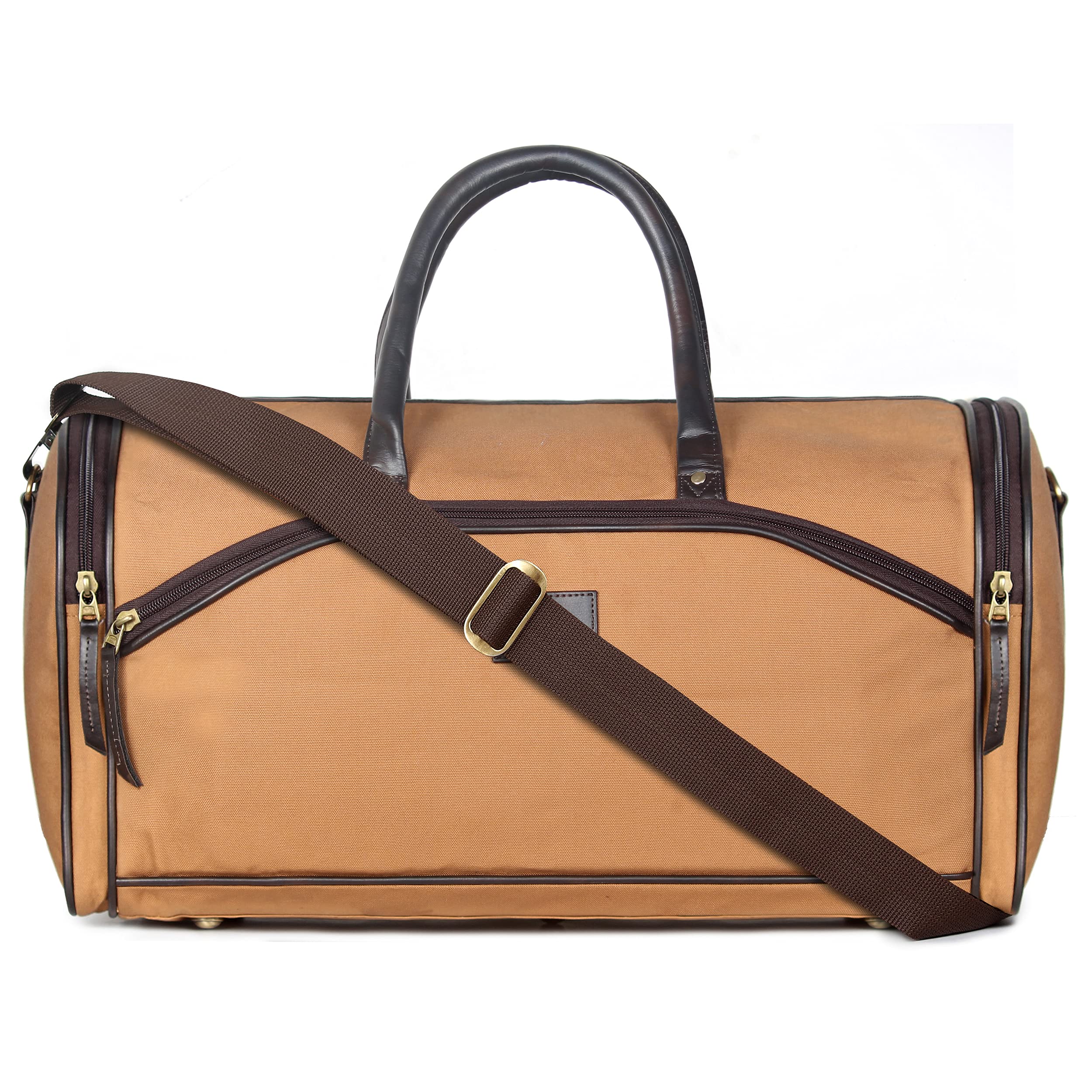Rio 34 litres Canvas with Faux Leather Unisex Travel Duffle Bag Weekender Bag (Yellow Ochre)-image-22