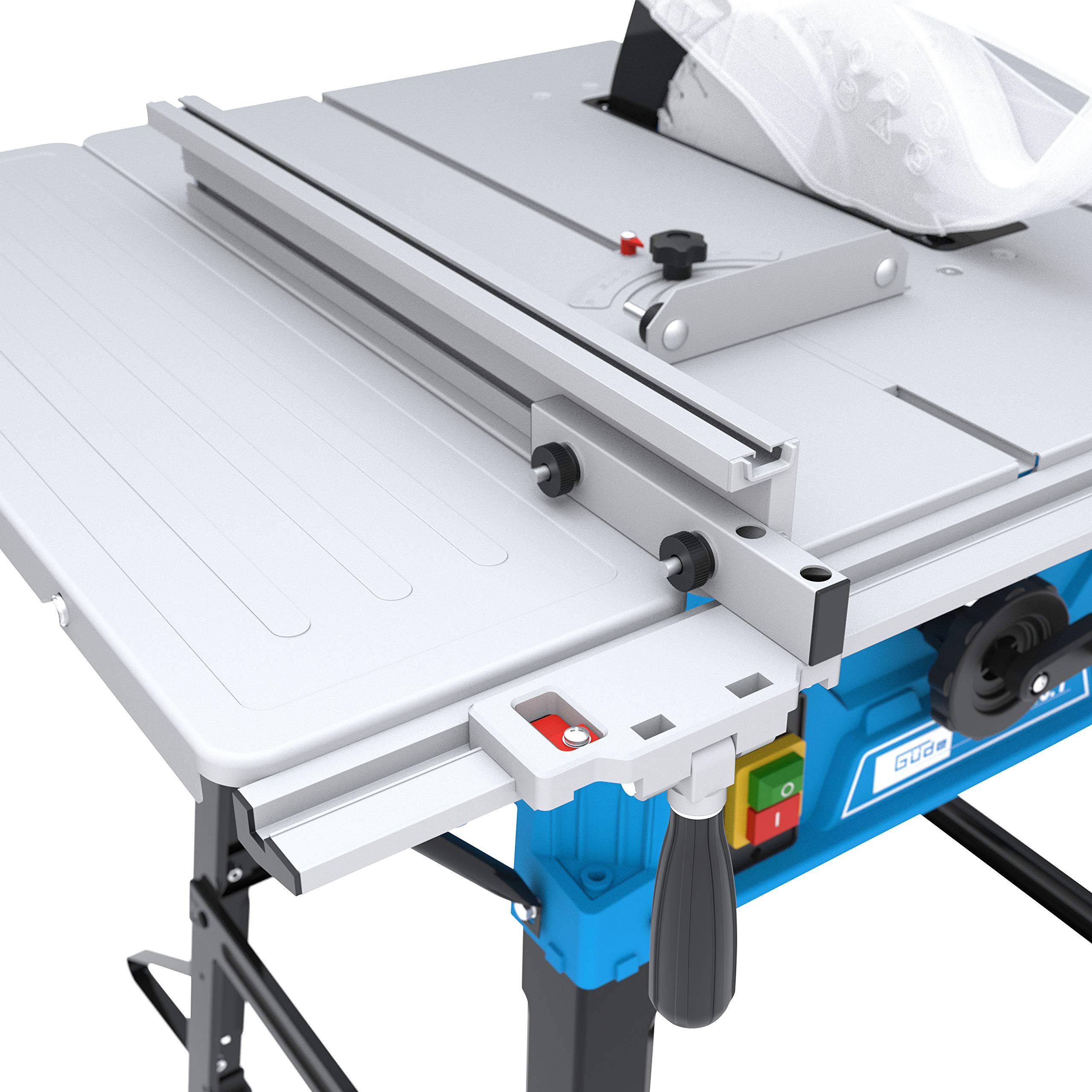 Güde GTK 2000.1 Tischkreissäge - 230 Volt, 2000 Watt, 4800 Umdrehungen pro Minute, Schnitthöhe 8,7 Zentimeter, 2 Stück Hartmetall-Sägeblätter 25 Zentimeter, Tisch 63 mal 54 Zentimeter, Absauganschluss