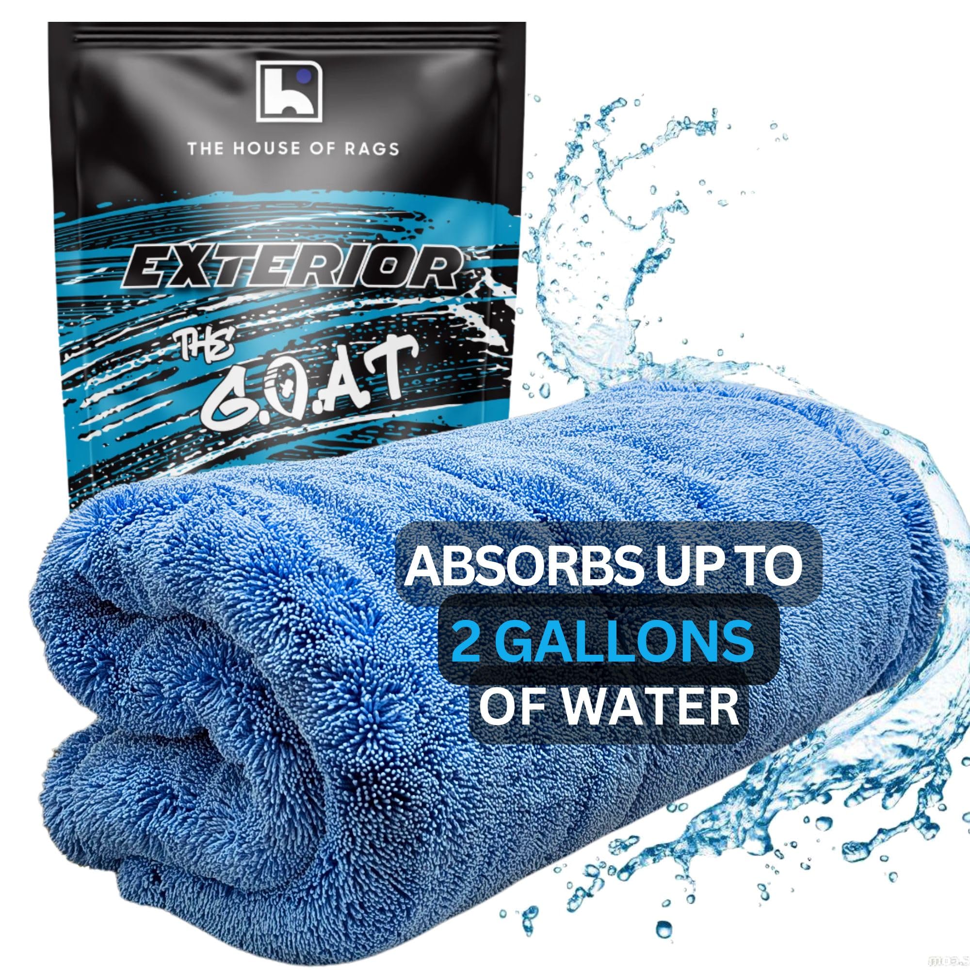 The G.O.A.T - Toalla de secado de microfibra absorbente, calidad coreana 70/30, para detalles de automóviles, camiones, SUV, 30 x 30 pulgadas, bucle giratorio, 2300 g/m², azul