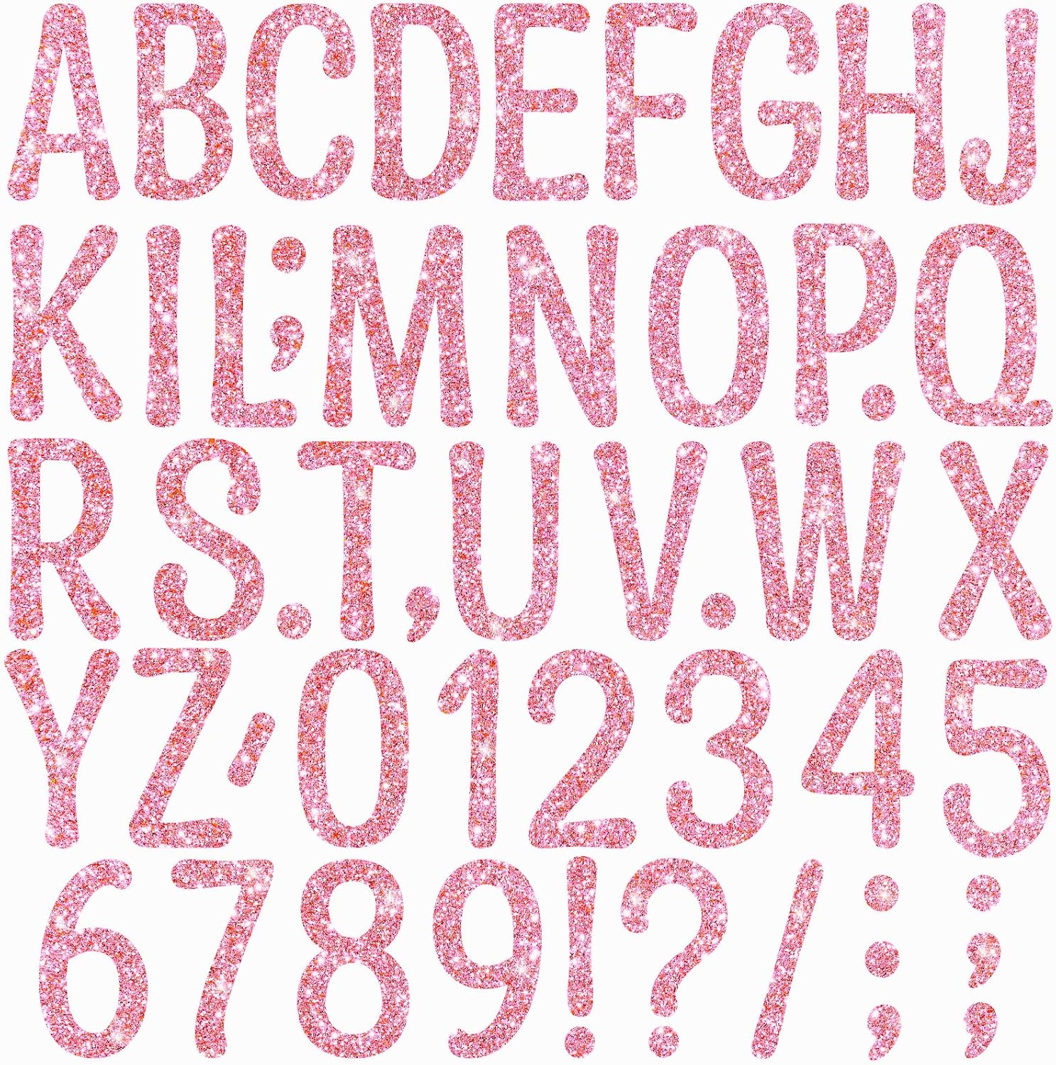 20 Sheets Glitter Letter Stickers, 264 PCS Bulletin Board Letters Large 3 Inch Self-Adhesive Alphabet Number Stickers Letters for Poster Board Mailbox Classroom Crafts Party Decor DIY Projects (Pink)