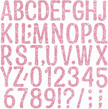 20 Sheets 264Pcs Glitter Letter Stickers 4 Inch Bulletin Board Letters,Pink