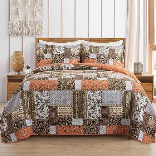 TWINRUN Juego de edredón de algodón tamaño King, 3 piezas, suave y ligero, para todas las estaciones