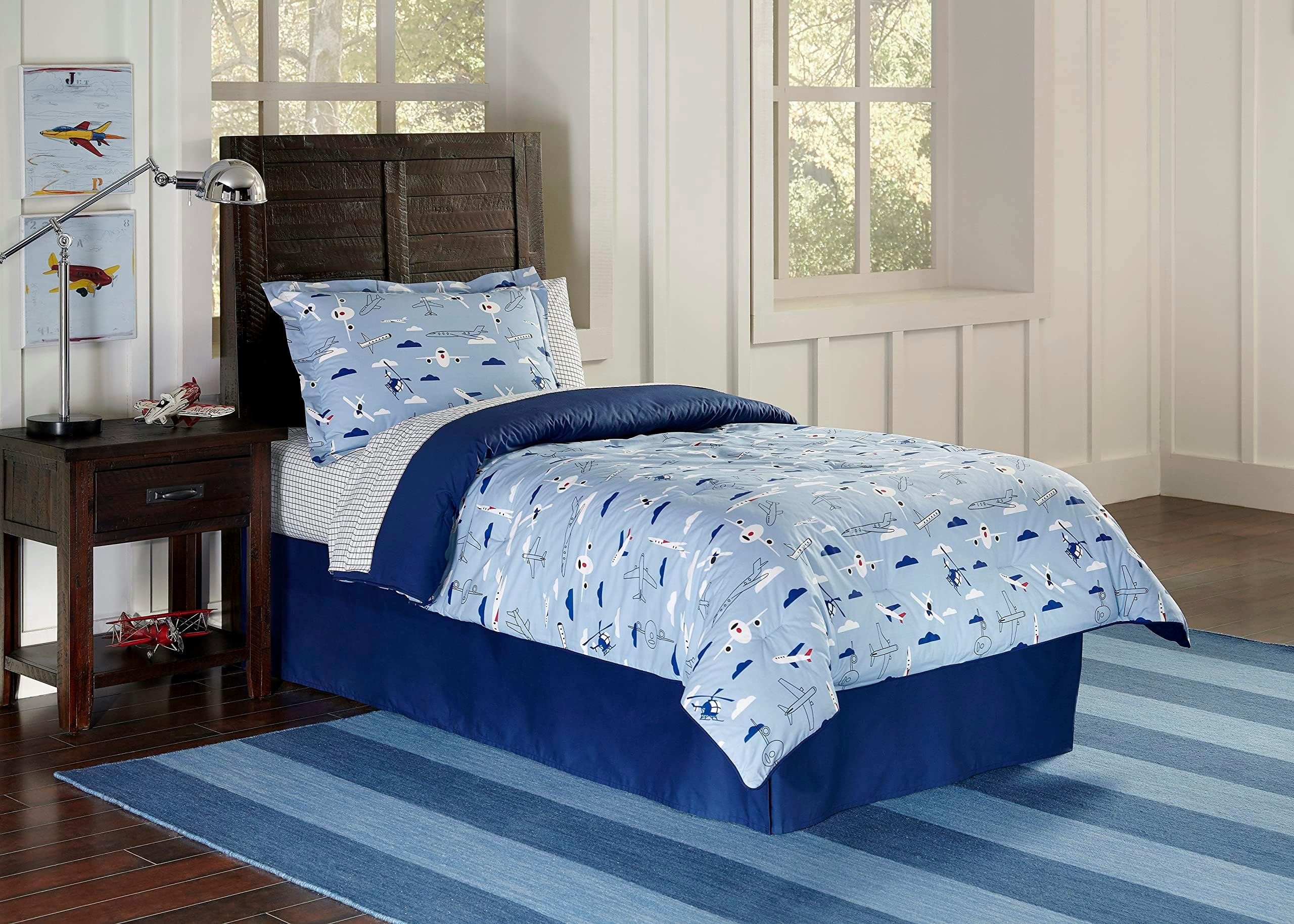 Lullaby Bedding 200-FQAIR Airplanes Full/Queen Cotton Printed Duvet Set