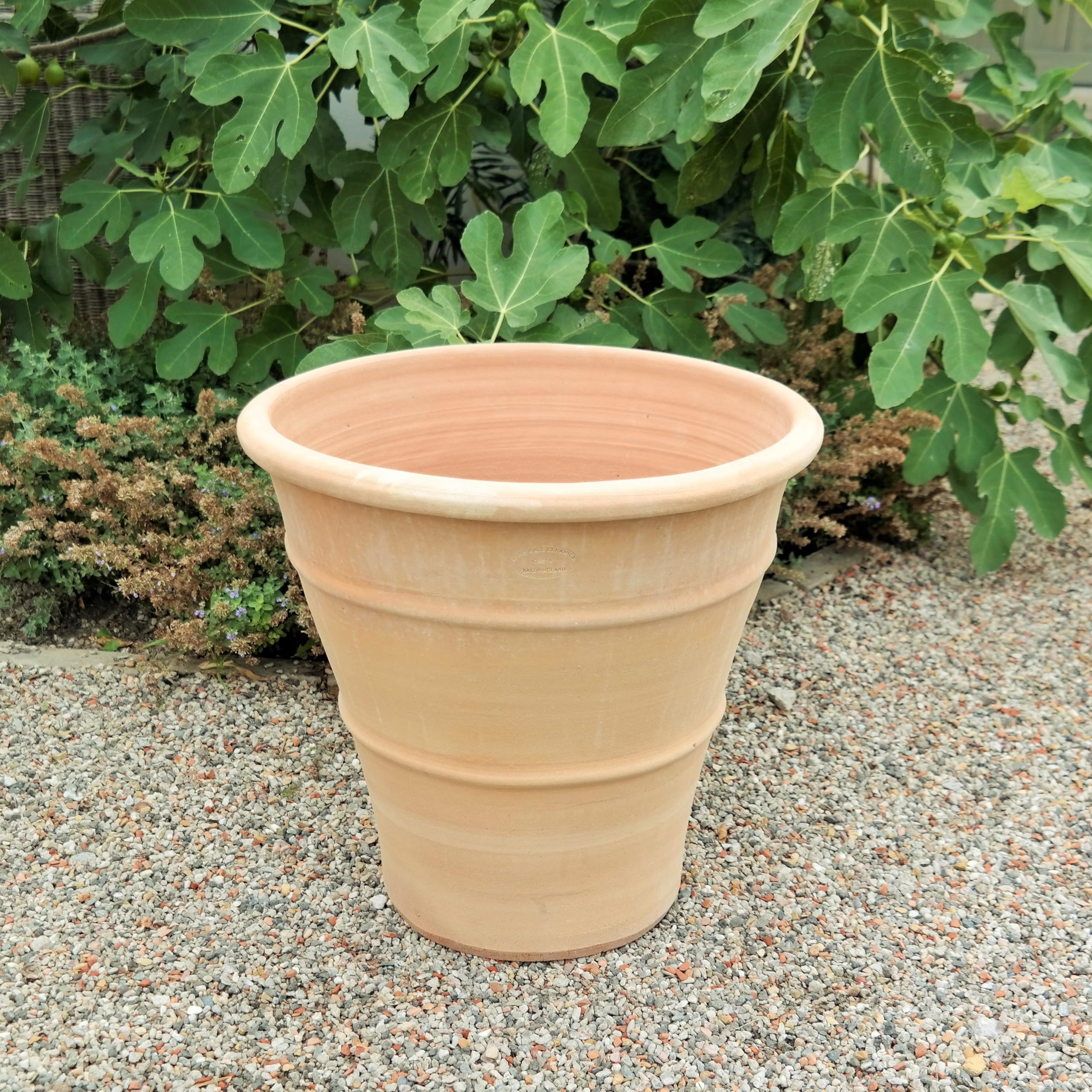 Pot de fleurs en terre cuite de 50 cm de haut, en argile, avec trou de drainage, résistant au gel et aux intempéries, aspect méditerranéen pour jardin, balcon et terrasse, idéal pour fleurs, herbes et