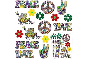 32 Pieces Hippie Car Stickers Peace and Love Car Stickers Cute Car Flower Stickers