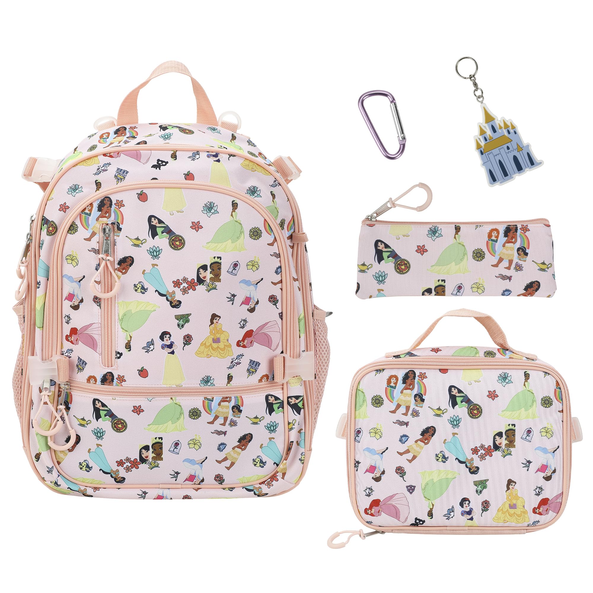 Disney Princesses 4-Piece 16" kids girls Adaptive Backpack & Lunch Box Combo Set