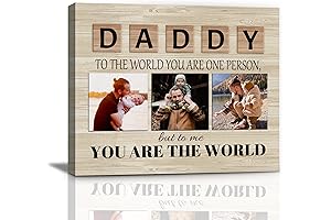 Dazella Fathers Day Canvas Personalized Custom Photo Retro Wood Grain Canvas Wall...