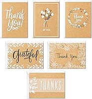 Vista 2 de Hallmark Surtido de tarjetas de agradecimiento, papel kraft rústico (48 tarjetas) y surtido de tarjetas de agradecimiento Hallmark (48 tarjetas)