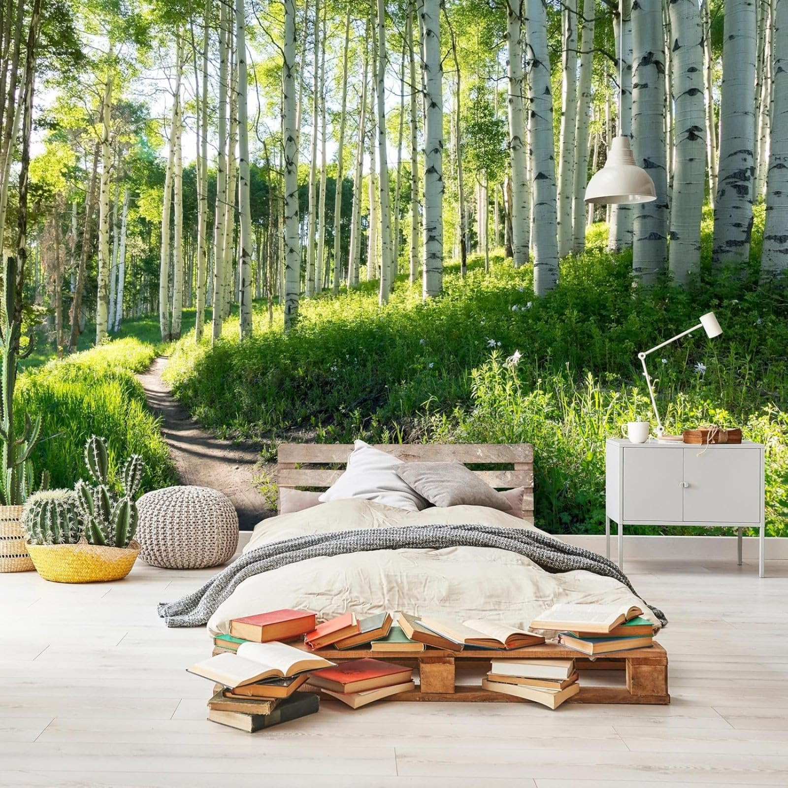 Kfjhgbdshhj 3D Mural Photo Mural-Wallpaper Forest Sun Nature Birch - For Living Room Bedroom -,430Cmx300cm Poster - Wall Sticker - Frameless Picture