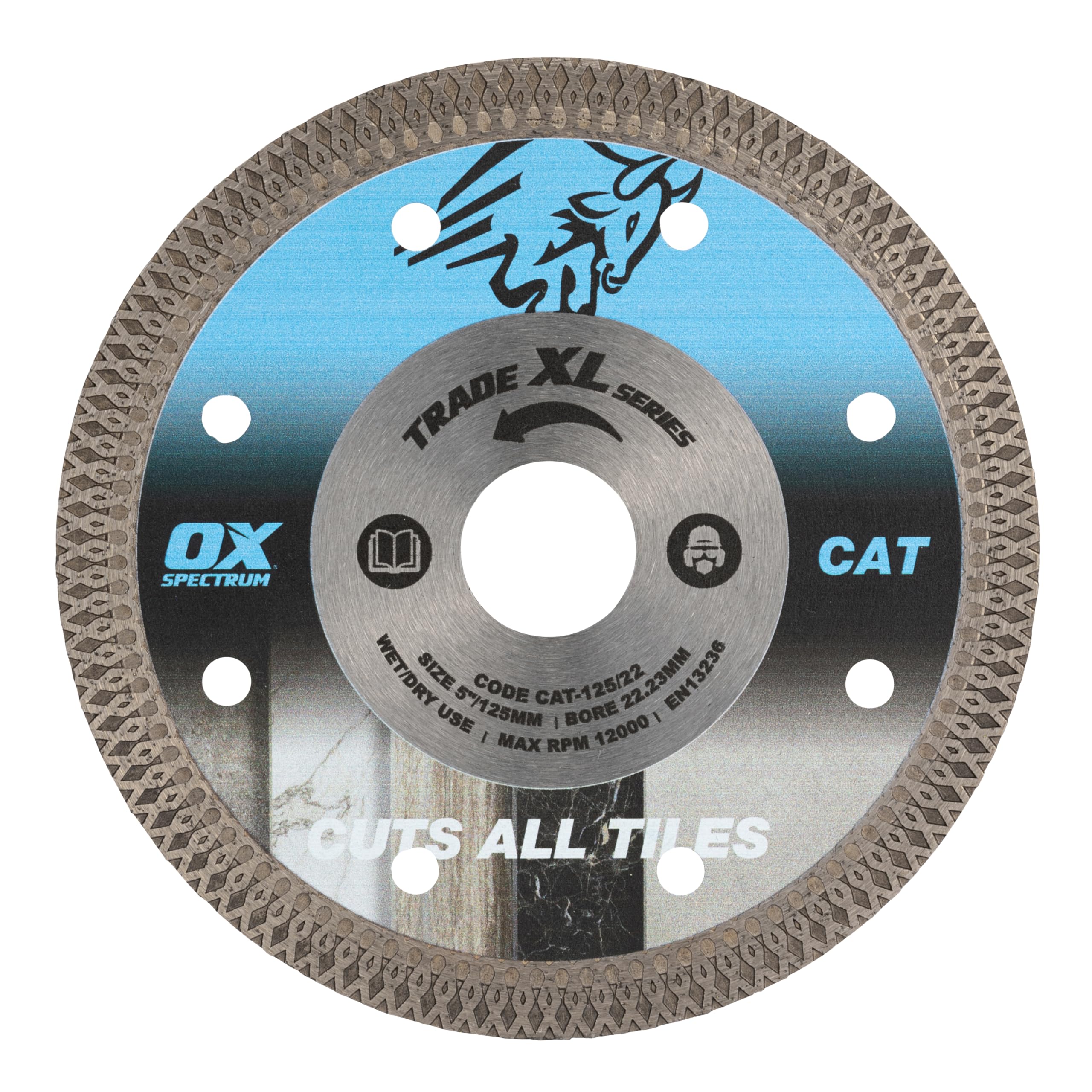 OX Trade XL Cuts All Tiles Diamond Blade, 125mm Dia x 22mm Bore