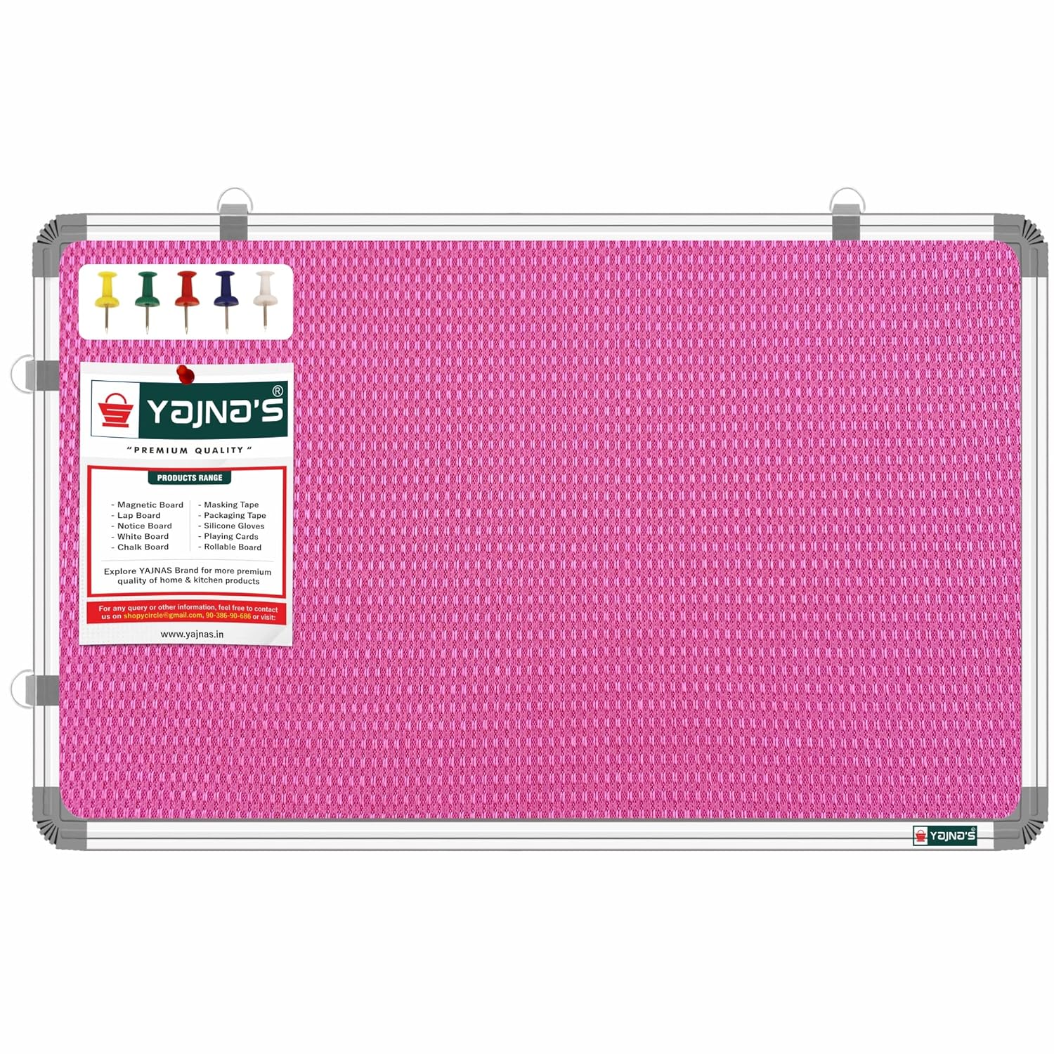 YAJNAS® 89x59 CM Premium Material Pink Color Notice Board/Soft Board