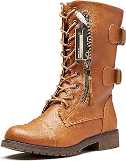 DailyShoes Women's Ankle Bootie High Lace up Military Combat Mid Calf Credit Card Knife Money Wallet Pocket Boots - coolthings.us