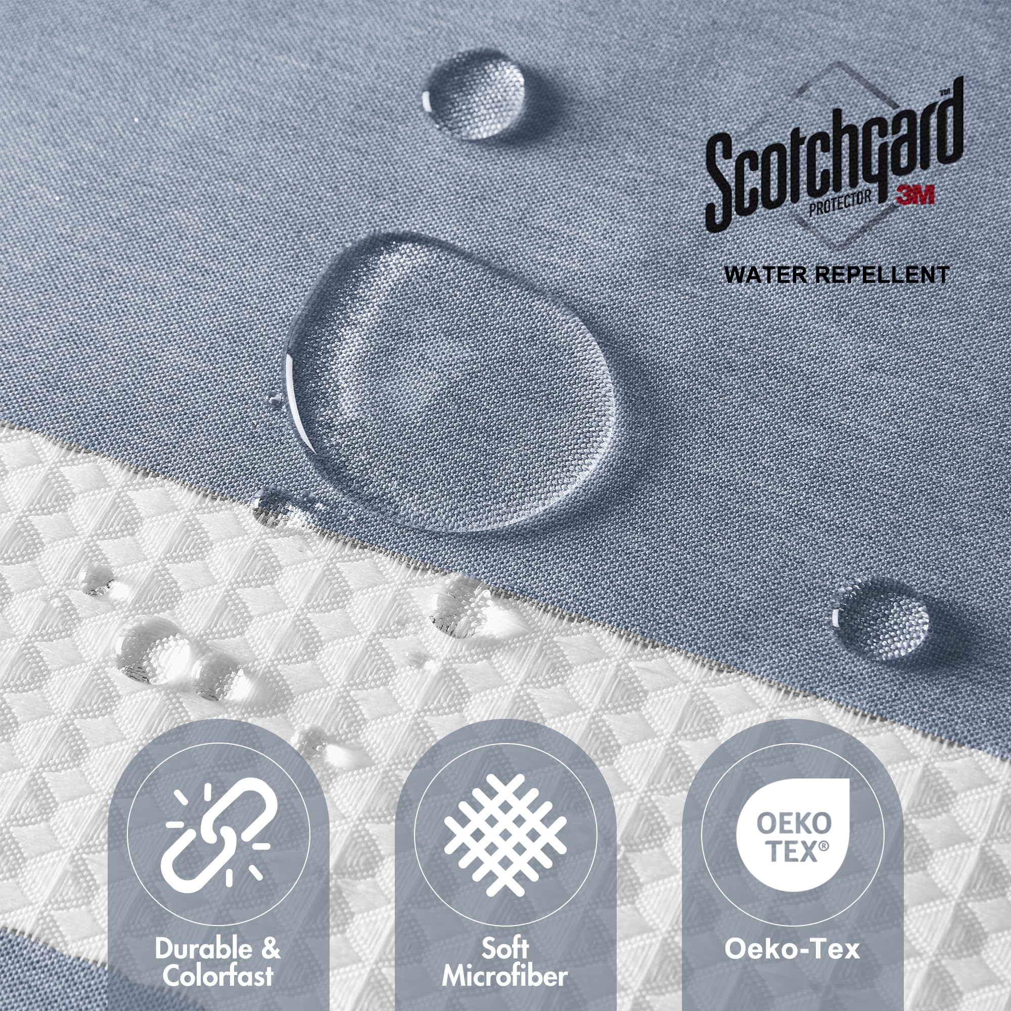 Madison Park Rideau de douche gaufré, gestion de l'humidité Scotchgard 3M, rideau de douche moderne qualité spa pour salle de bain, dimensions : 91 x 183 cm, bleu indigo