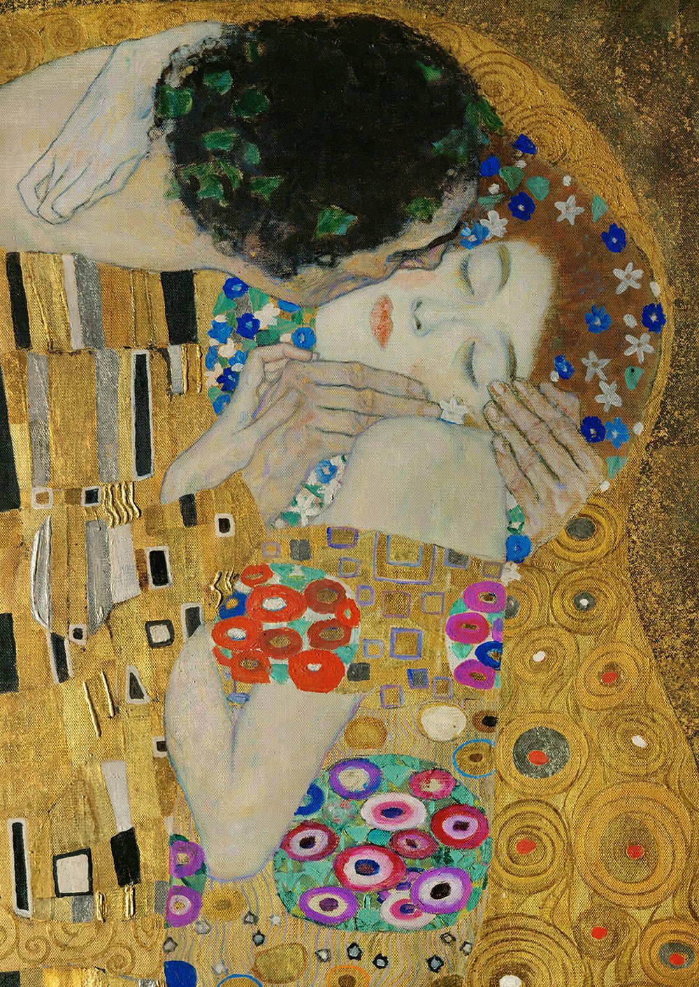 El Beso de Gustav Klimt en cuadro mediano mate y marco marrón de esencia cálida