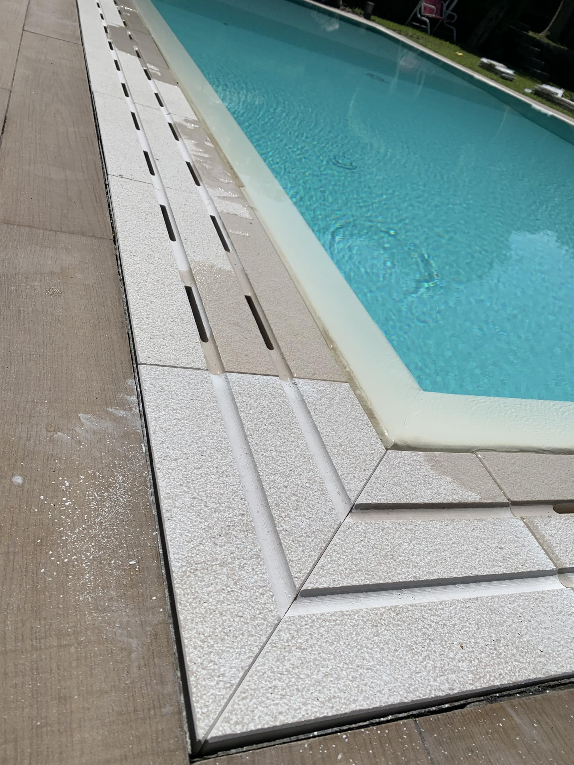 AZF MARMI Griglia per Piscina in Pietra Naturale 50x24 cm, 3 cm di Spessore, Beige, Ad Incastro, 1 Pezzo