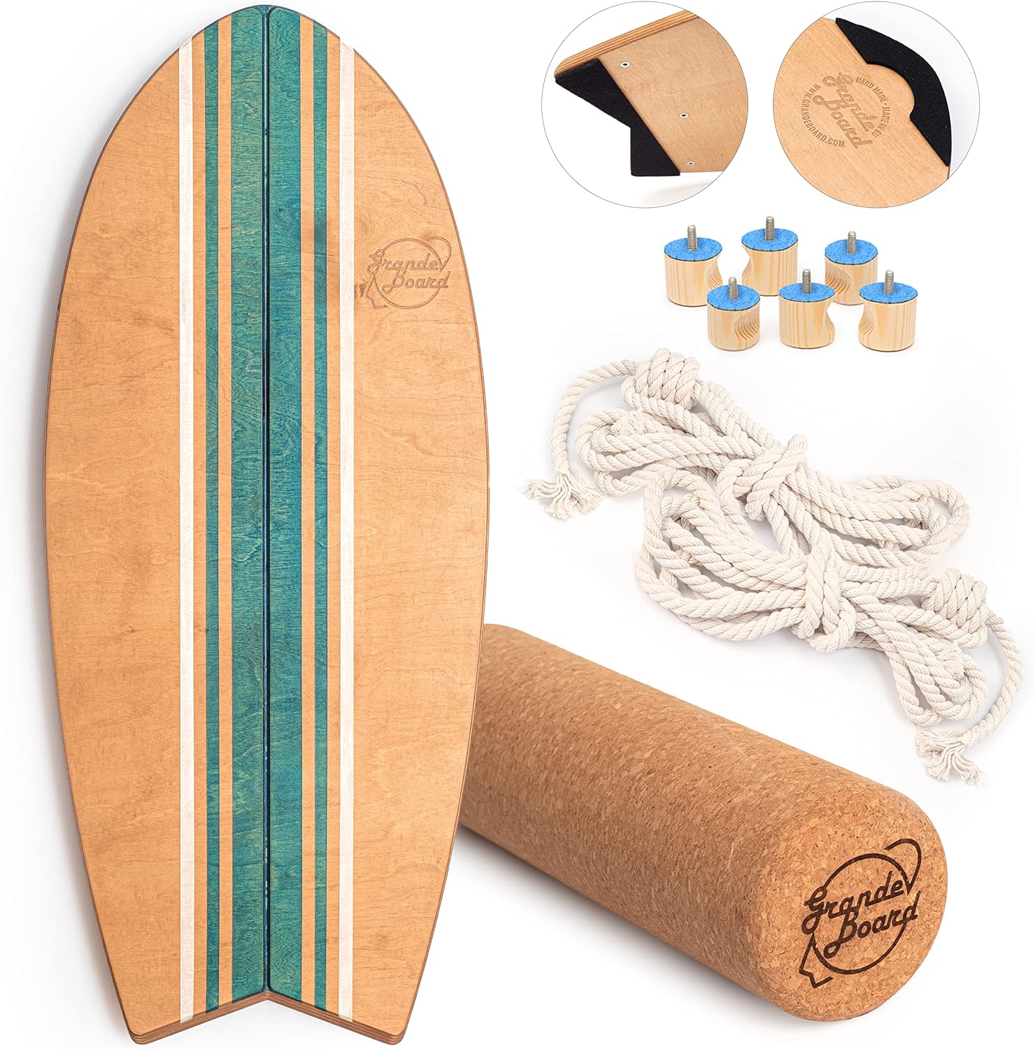 Grande Board Balance Board Set mit Rolle mit 2 Seile Patentiertes Design Indoor Surf