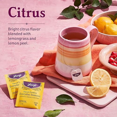 Miniatura 4 de Yogi Tea Sweet Lemon Everyday Immune Tea  16 bolsas de té por paquete (6 paquetes)  Té diario de apoyo inmunológico  Deliciosas bolsas de té de