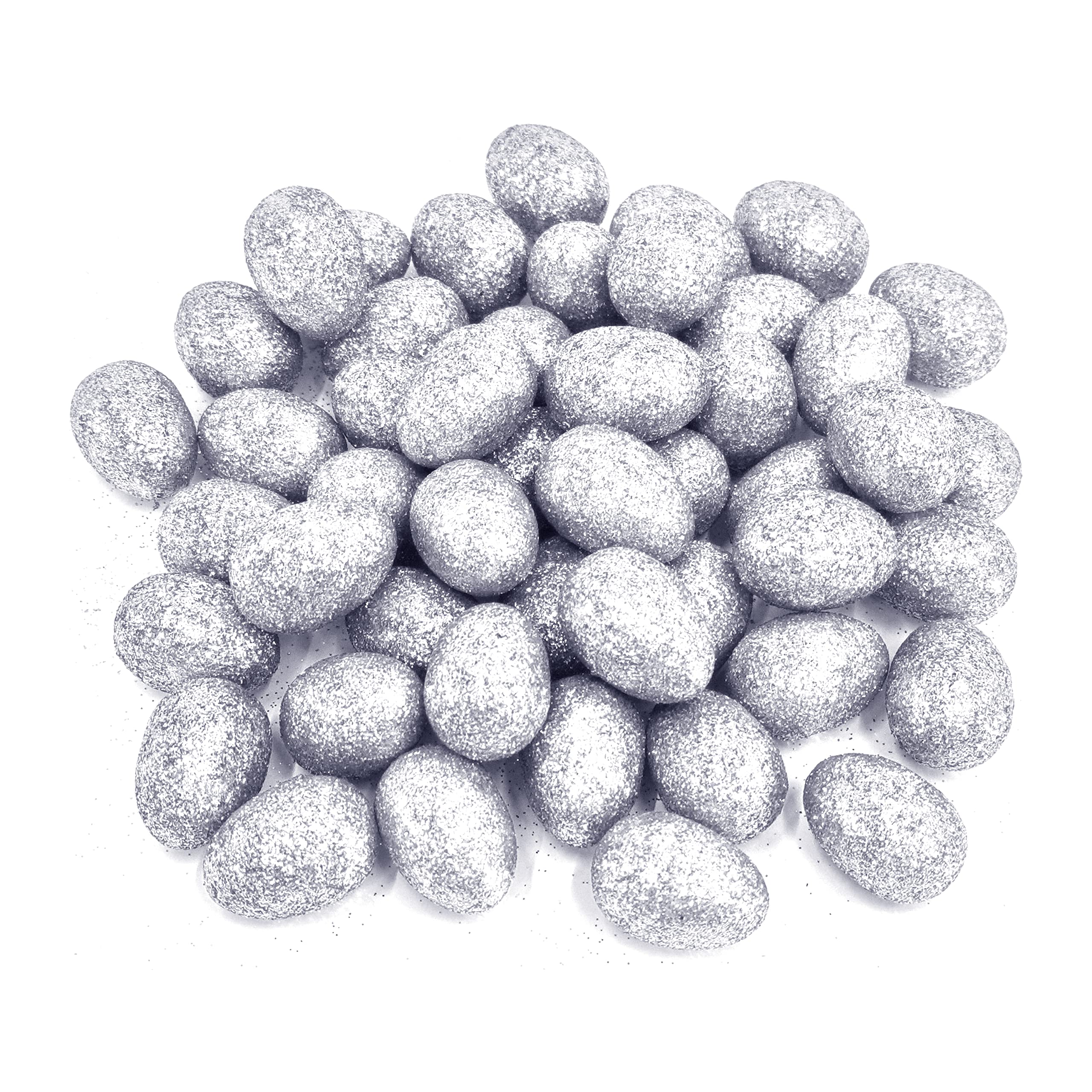 By Robelli Silver 50 X Mini Glitter Eggs For Egg Hunt/Easter Bonnet Arts & Crafts (Silver)